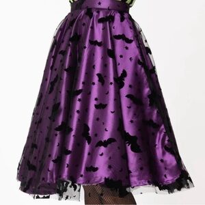 Purple/Black Velvet Bat Skirt